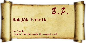 Babják Patrik névjegykártya